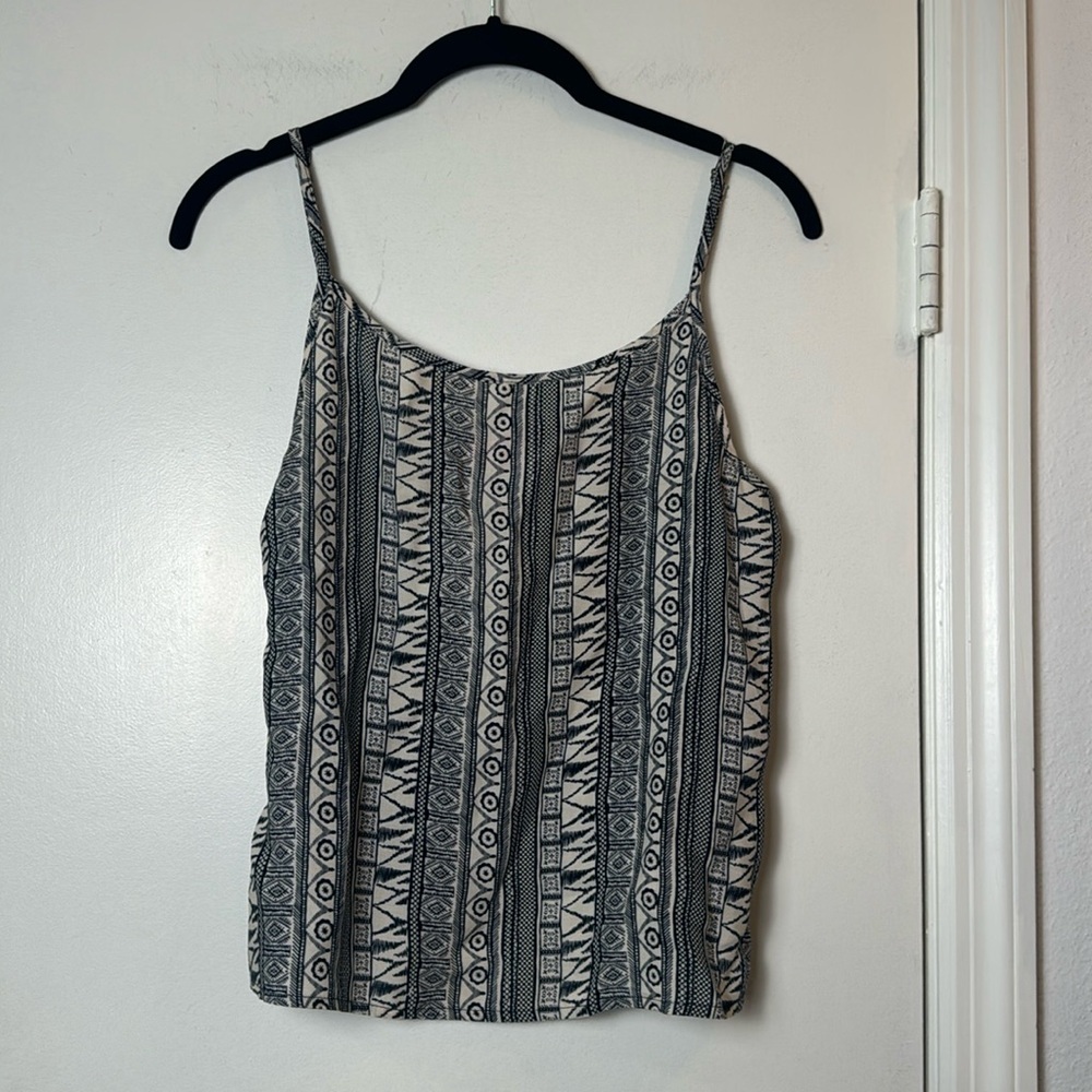 Pookie & Sebastian Navy and White Geometric Tank Top Size Small